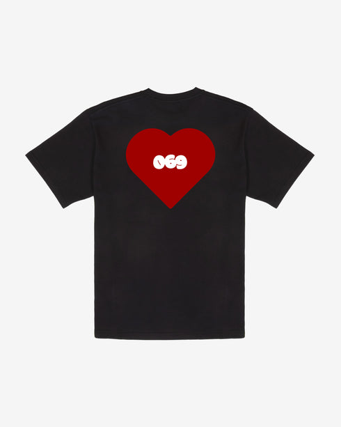 069 Heart T-Shirt - Faded Black